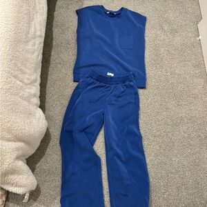 Blue Sleeveless Top and Pants Lounge Set